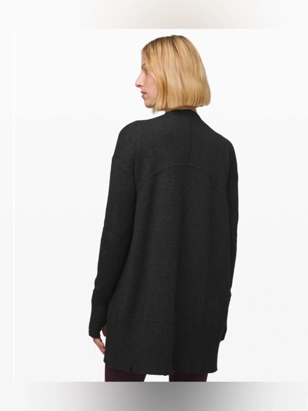 LULULEMON L Still Lotus wrap Grey-Black thumb sleeve pocket reversible cardigan - Picture 3 of 16